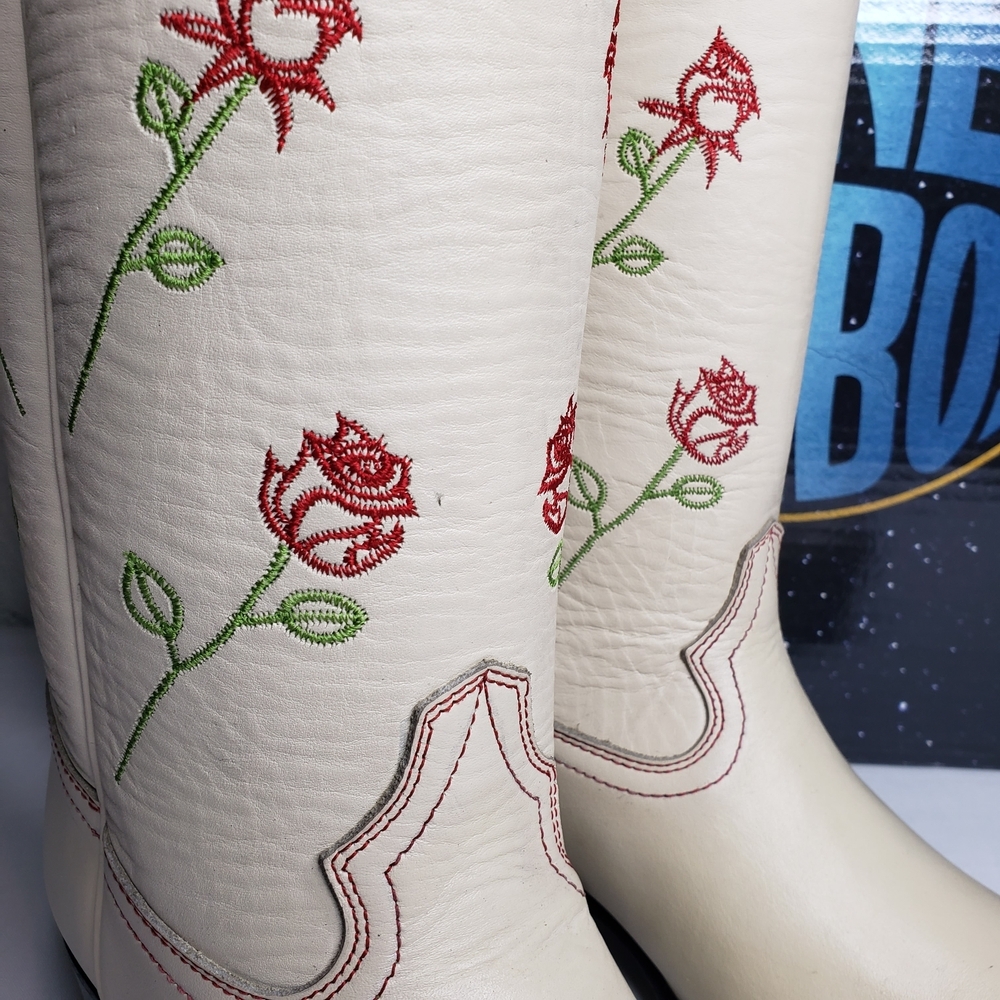 Anthropologie X Planet Cowboy Dozen Roses Cream Cowboy Boots Western Womens 8 US - Picture 6 of 16